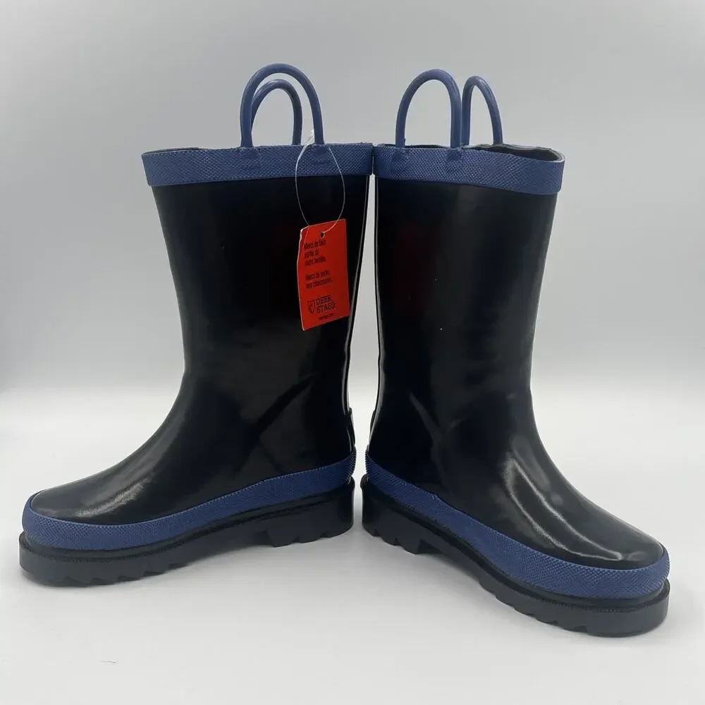 Deer Stags Cloudburst Kids Rain Boots Waterproof Little Boys‎ Size 9 Black/Blue